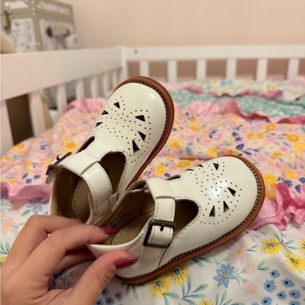 White Kids Shoes with Cutout Design